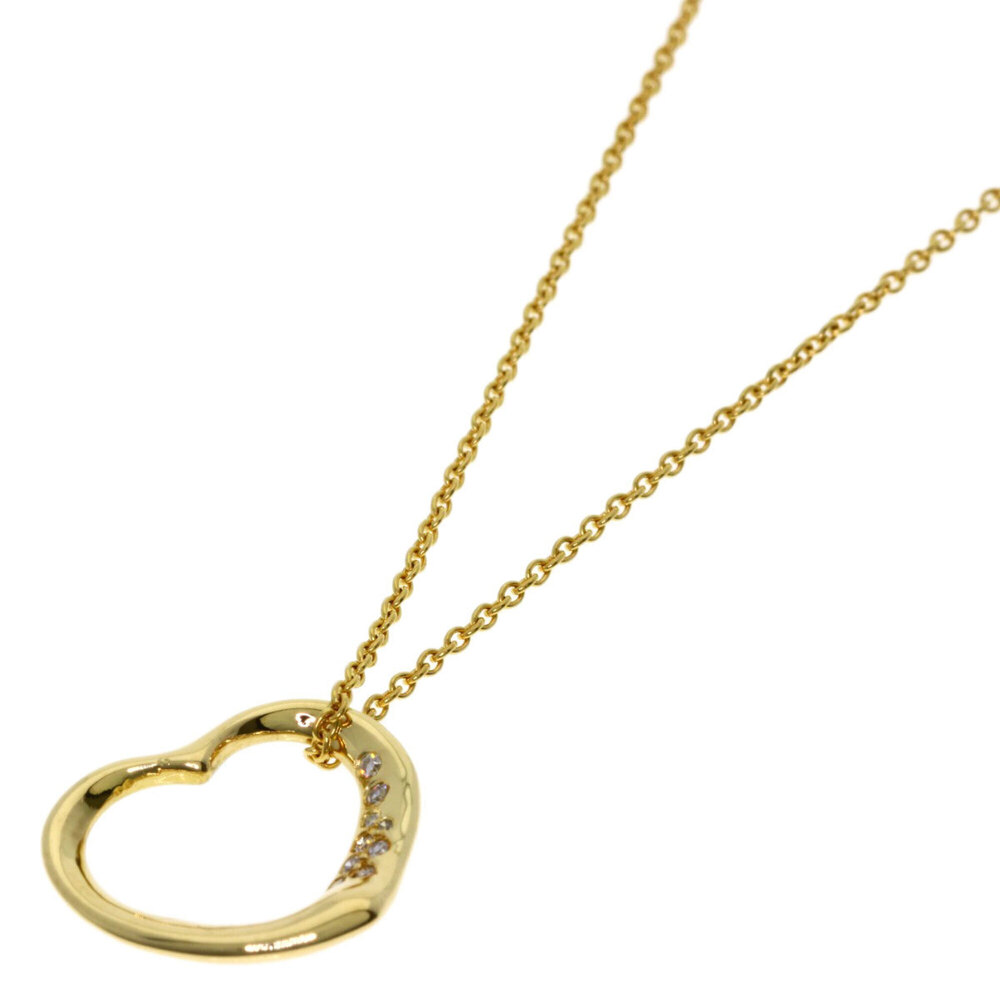 Tiffany & Co. Open Heart Diamond Necklace, 18K Yellow Gold, Women's.